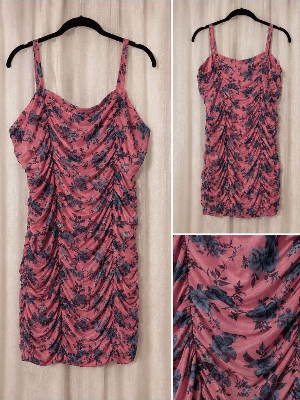 Torrid Pink Floral Ruched Mesh Mini Dress Plus Size 3X